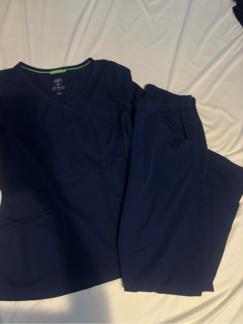 healing hands Navy Scrub Pants & Top
